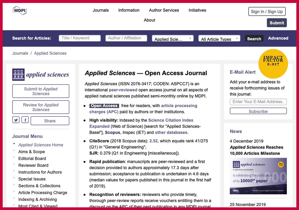 Steve Chan Reviewer for MDPI Applied Sciences (ApplSci)